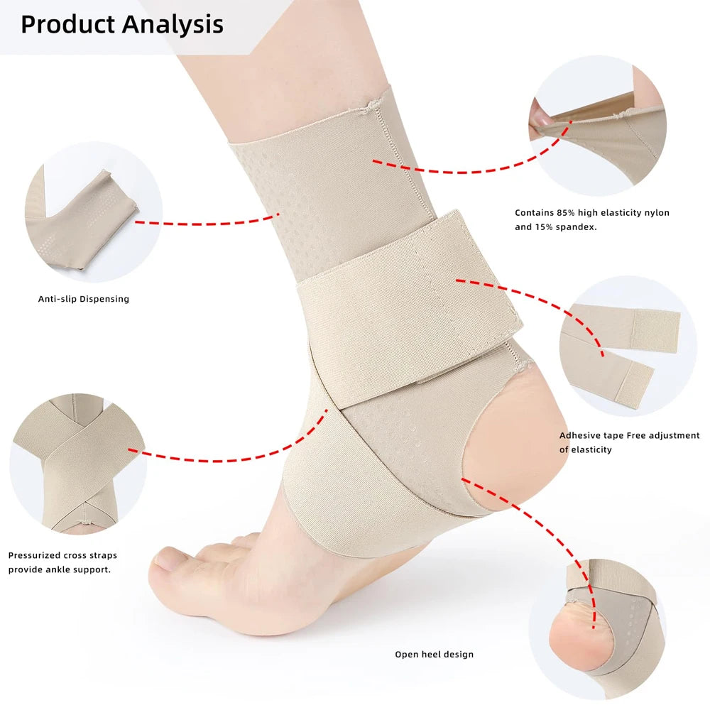 Adjustable Compression Ankle Sleeve, Plantar Fasciitis & Tendonitis Support for Swelling & Sprains