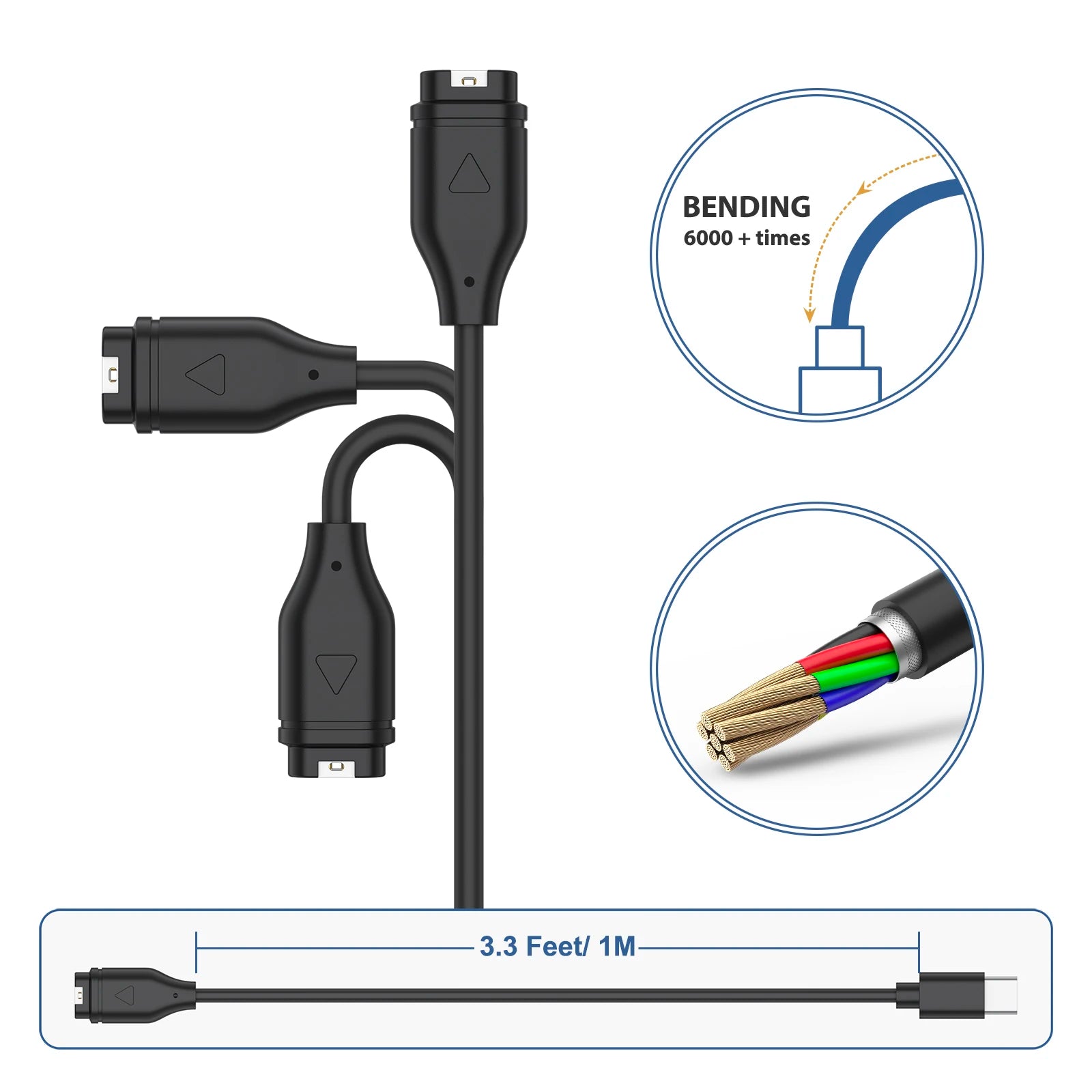 IEOVIEE Type-C Watch Charger Cable for Garmin Venu, Fenix, Vivoactive & Forerunner