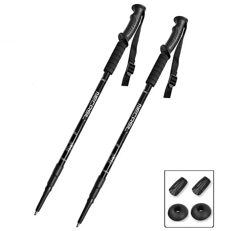 Ultralight Adjustable Trekking Poles Aluminium Alloy Folding Hiking Sticks 2PCS