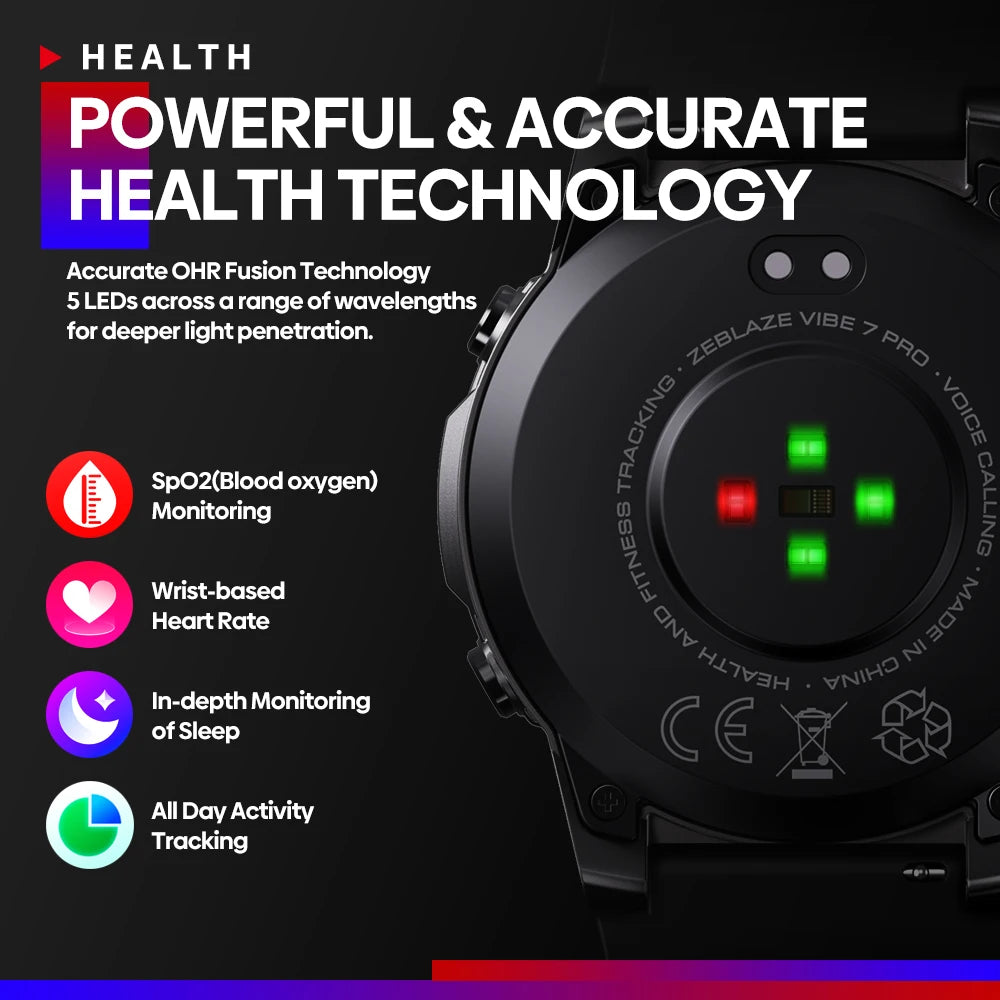 ZEBLAZE Vibe 7 Pro Rugged Smartwatch with AMOLED Display and Voice Calling