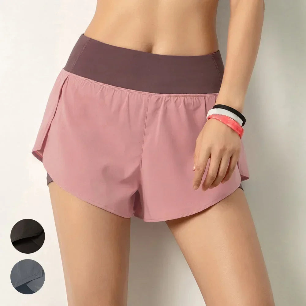 Women’s 2-in-1 Running Shorts – Quick-Dry, Wide Waistband, Pocket, Lightweight Fit