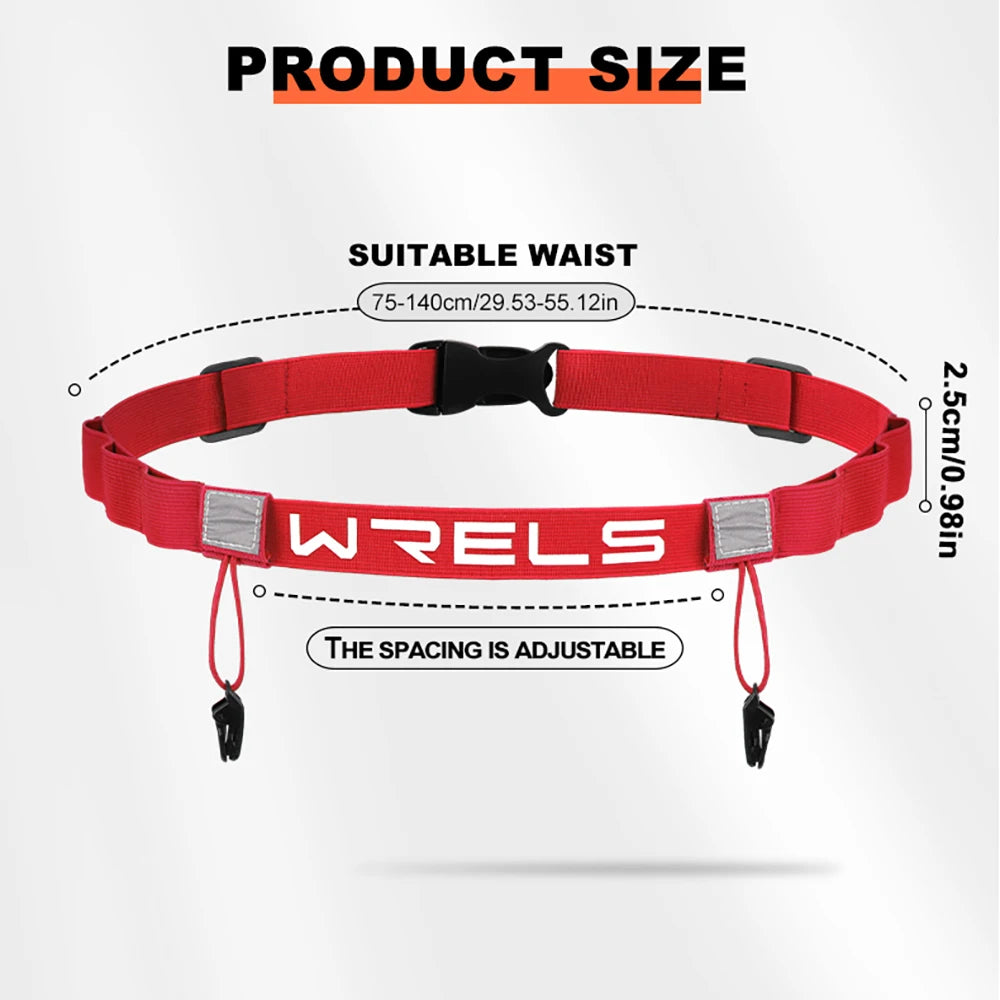 WRELS Unisex Race Number Belt with Gel Holder – Adjustable Running Belt for Outdoor Sports