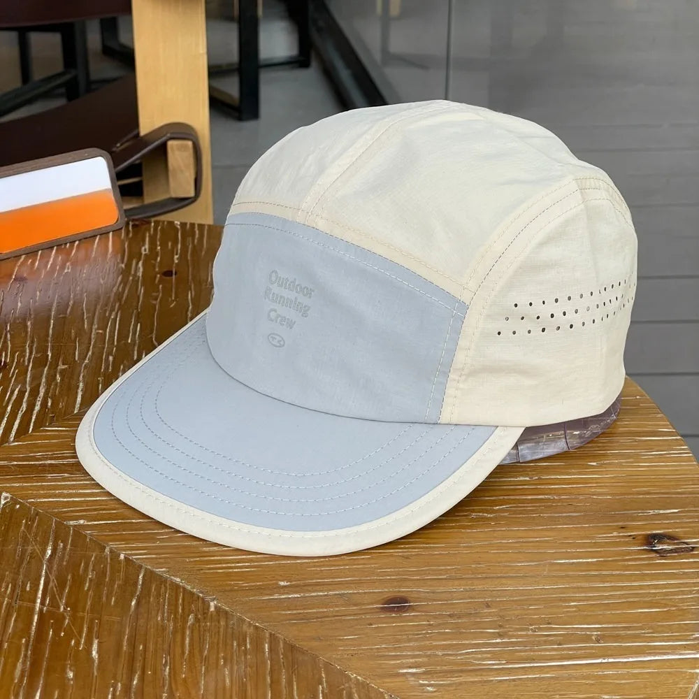Colour Block 5 Panel Baseball Cap Embroidered Letter Quick Dry Breathable Sports Hat