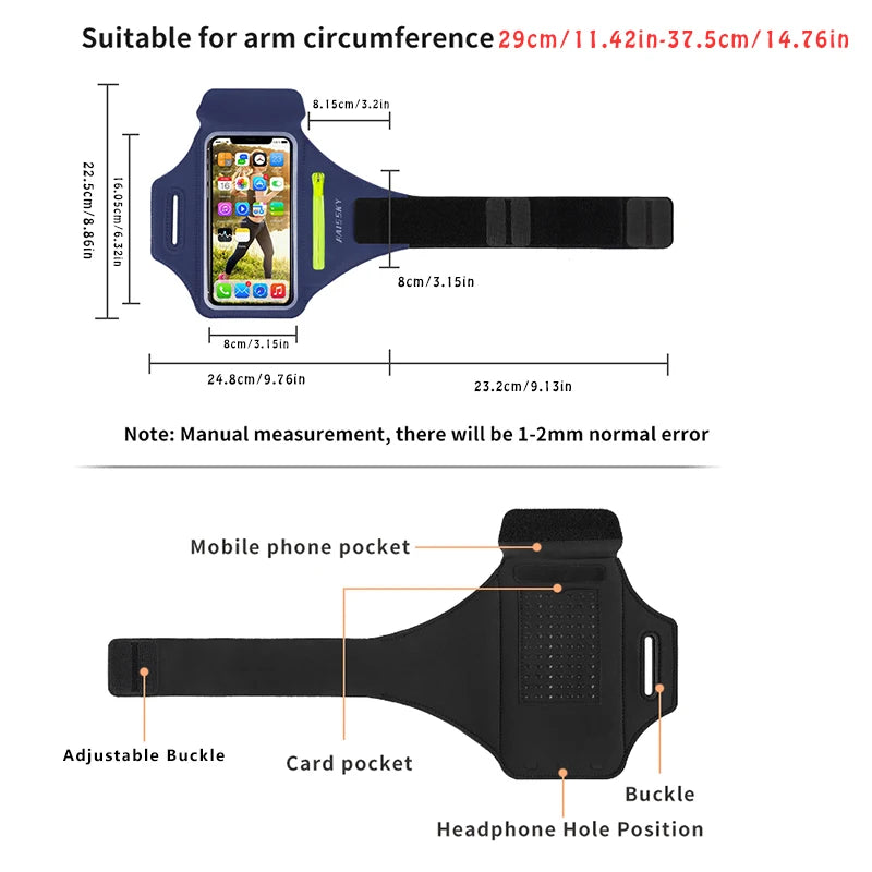 HAISSKY Running Sport Armband with Zipper Pocket for iPhone & Samsung