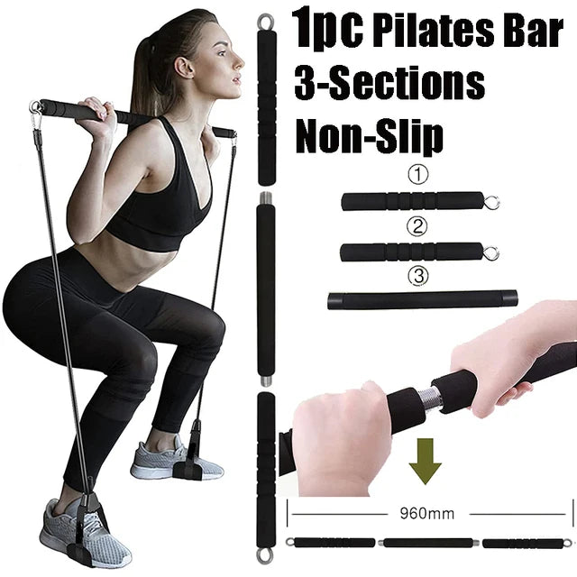 Workout Bar & Resistance Bands Set – Full Body Strength Training for Home & Gym