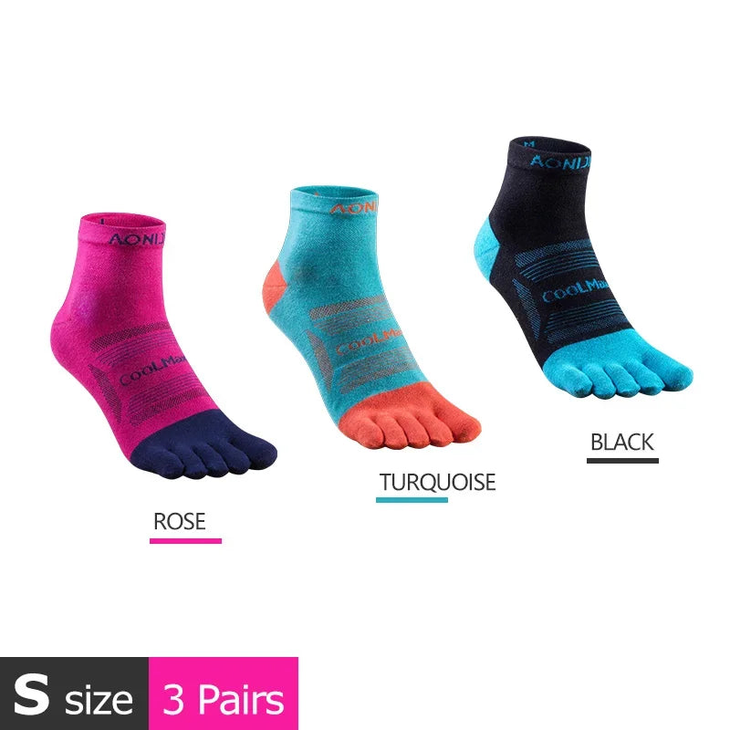 AONIJIE E4801/E4802 Five-Toe Running Socks Low Cut Athletic Toe Socks 3-Pack