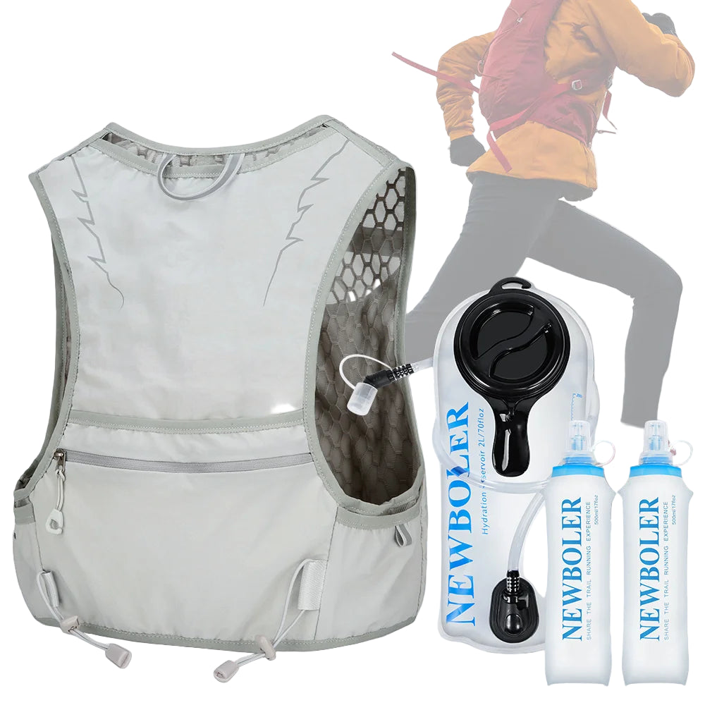 NEWBOLER 10L Lightweight Running Hydration Backpack with 2L Bladder & Soft Bottle