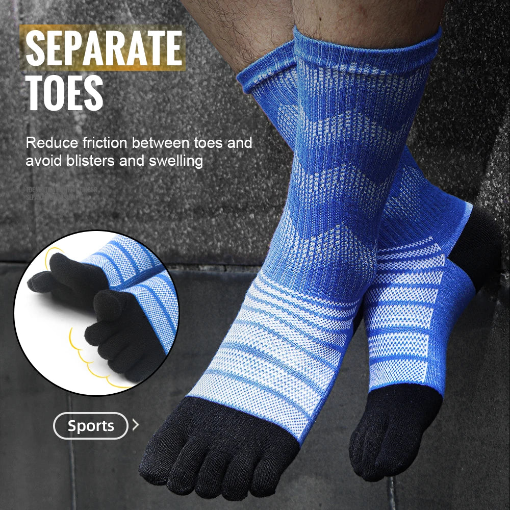 Merino Wool Thermal Toe Socks – Men’s Five-Toe Compression Socks for Hiking, Skiing & Trail Running