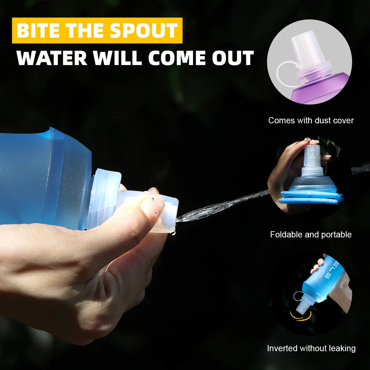 WRELS Outdoor Sport Water Bottle – Lightweight Foldable Soft Flask, BPA-Free for Running & Cycling