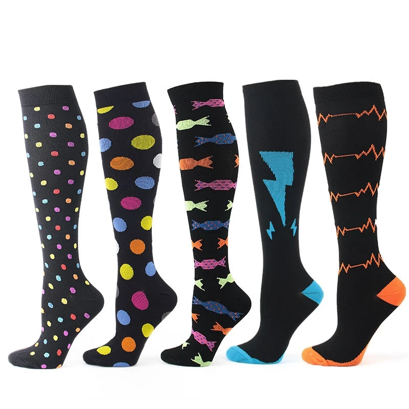 3/5/6 Pairs Compression Socks – Unisex Support for Running, Varicose Veins, Pregnancy & Sports