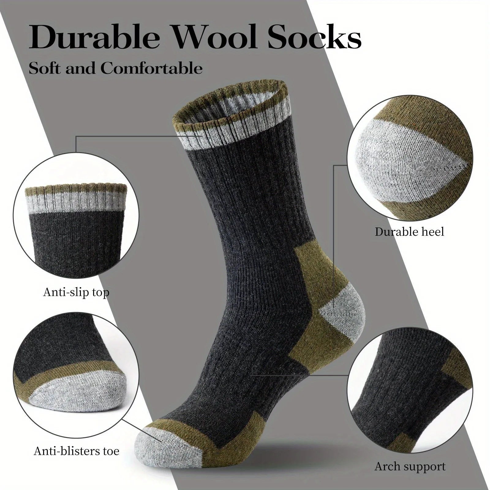 Merino Wool Hiking Socks Thermal Warm Breathable Winter Outdoor Unisex