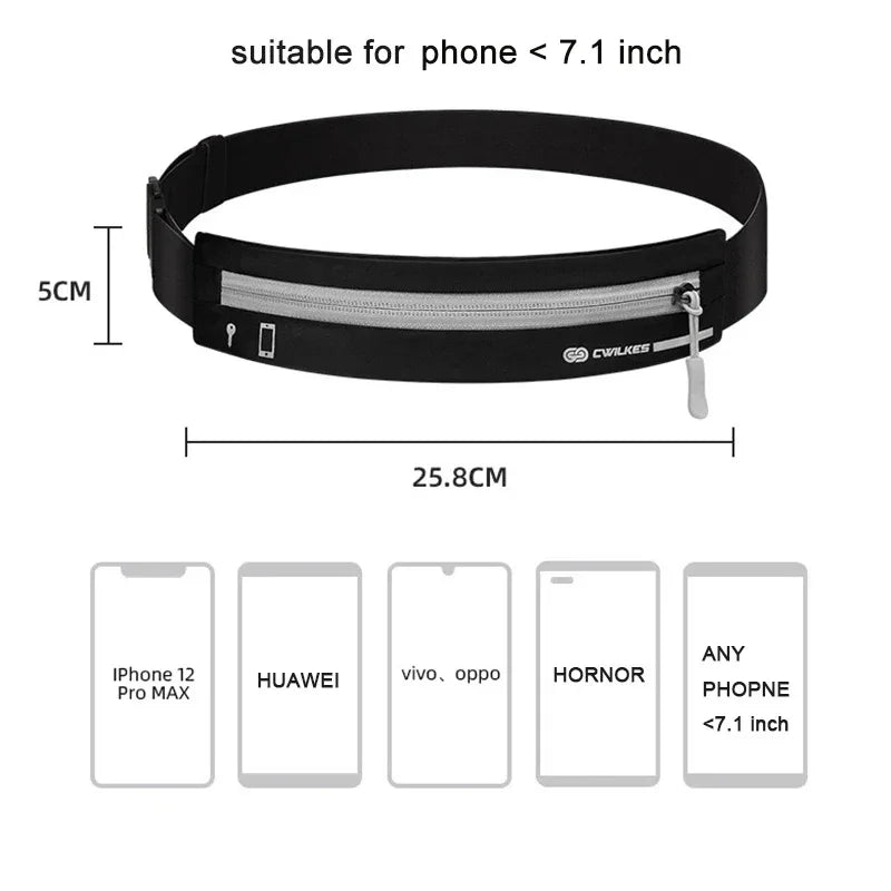 Waterproof Running Belt Waist Bag for Phone, Adjustable Sports Pouch for Men and Women
