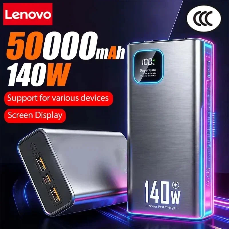 LENOVO 140W Power Bank High Capacity Portable Charger with Fast Charging & Display