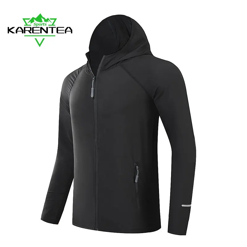 Men’s Lightweight Running Jacket with Hood, Reflective, Quick-Dry for Outdoor Sports, Breathable