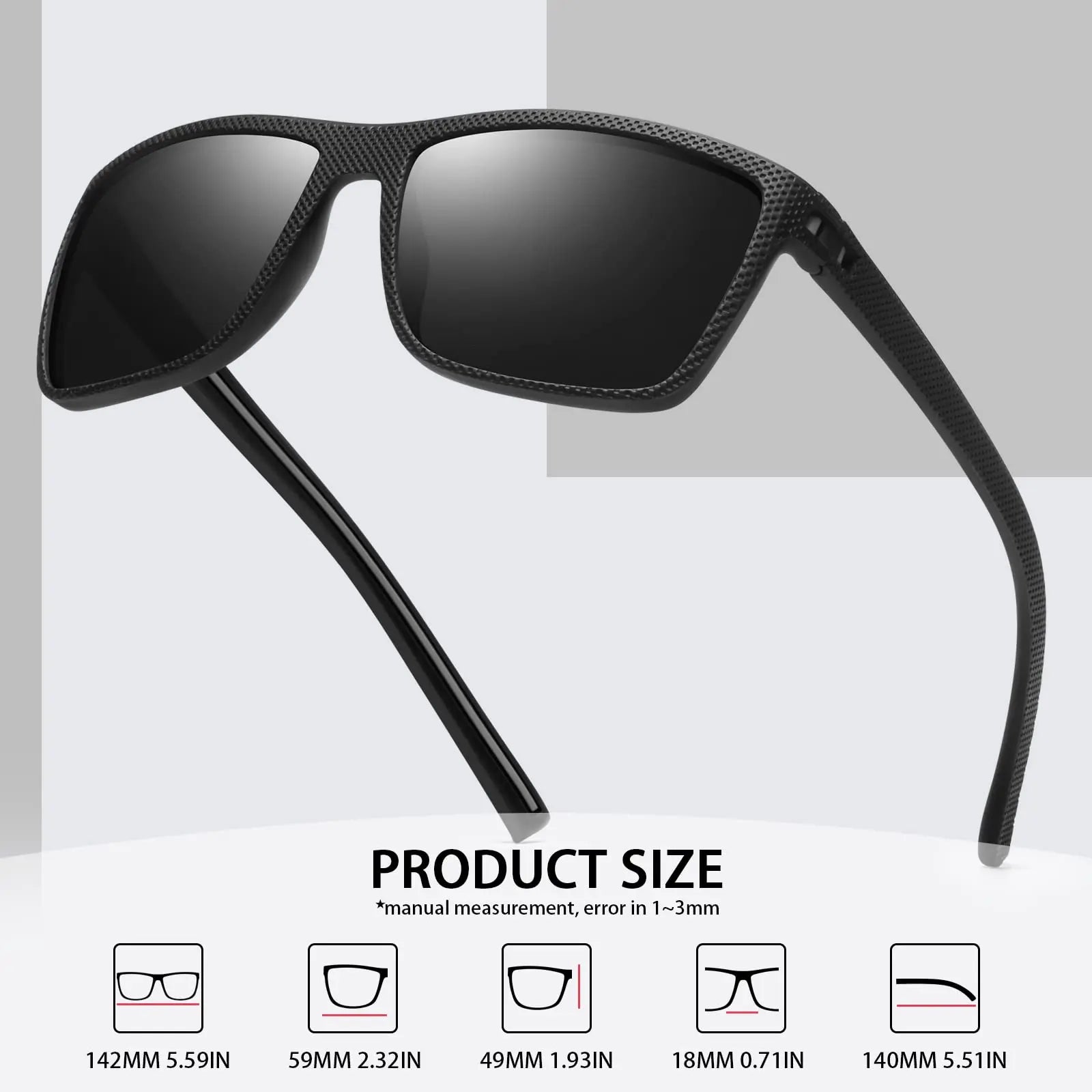 VEGUEROS Polarized Sunglasses UV400 Square Designer Shades for Men & Women