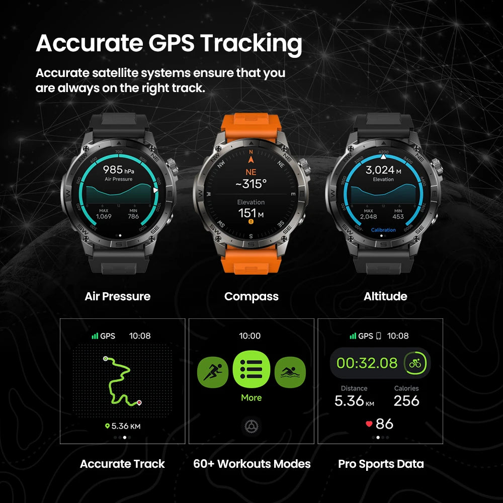 ZEBLAZE Stratos 2 Plus Smart Watch AMOLED GPS with Compass & Voice Calling