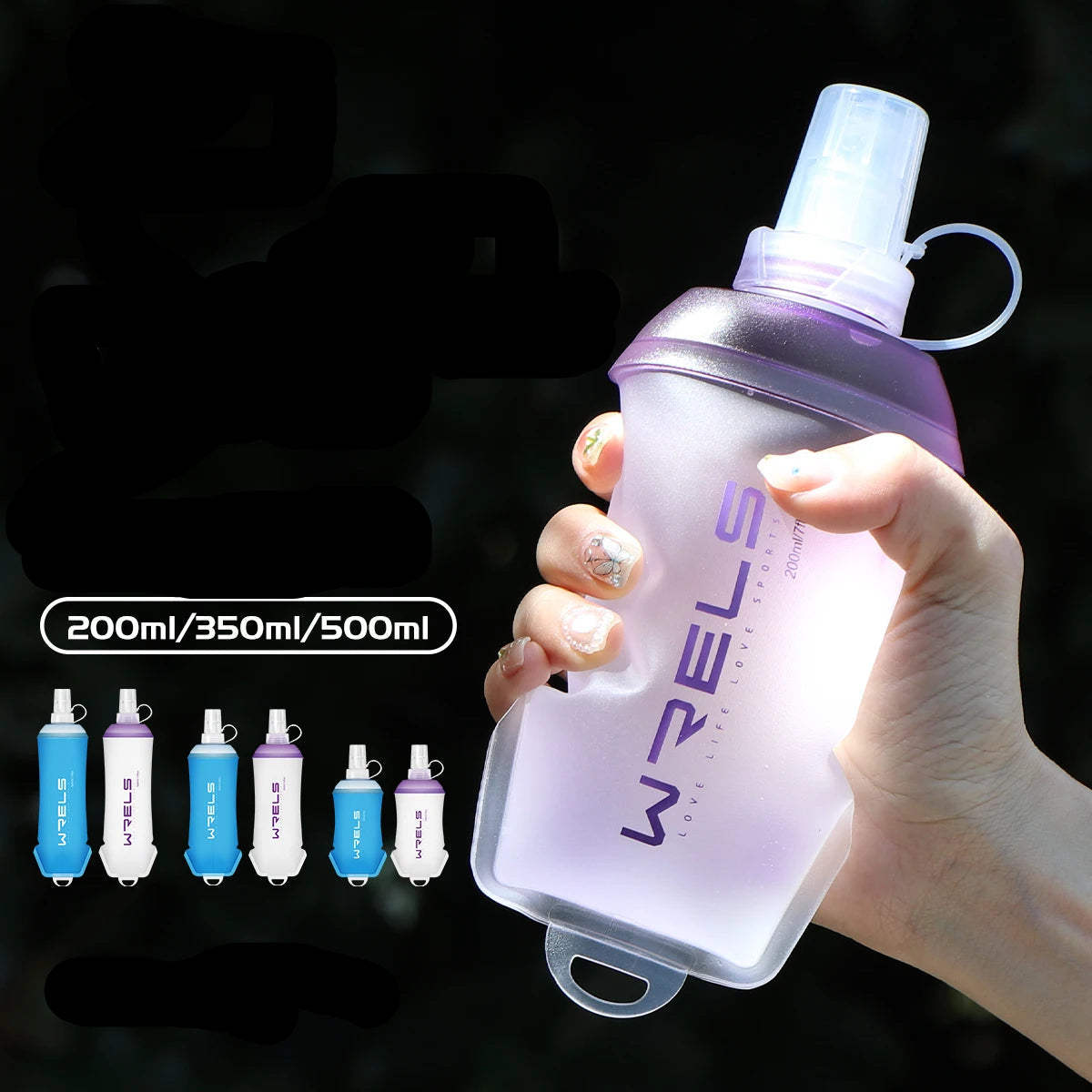 WRELS Outdoor Sport Water Bottle – Lightweight Foldable Soft Flask, BPA-Free for Running & Cycling
