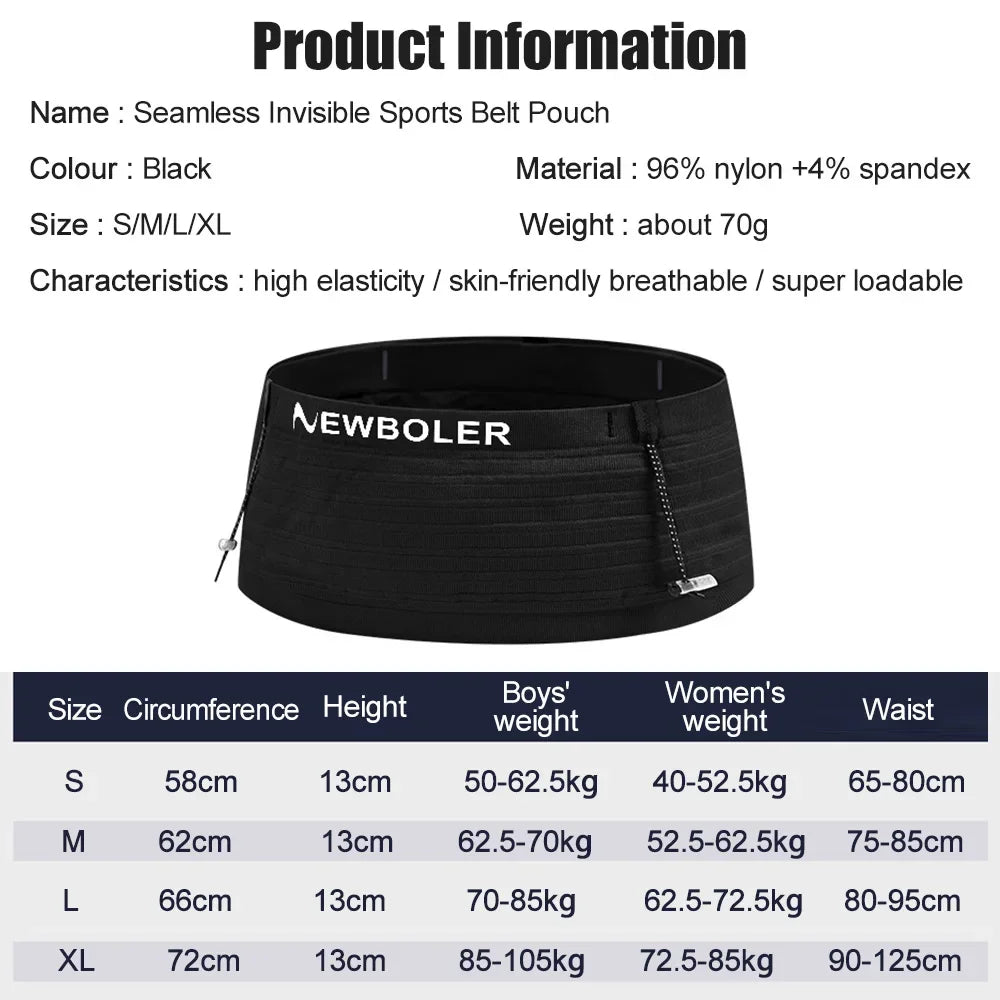 NEWBOLER Elastic Sports Waist Bag Pack Running Race Number Belt