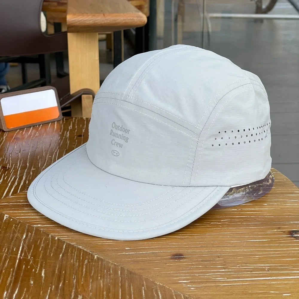 Colour Block 5 Panel Baseball Cap Embroidered Letter Quick Dry Breathable Sports Hat