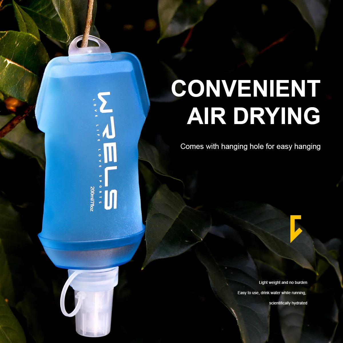 WRELS Outdoor Sport Water Bottle – Lightweight Foldable Soft Flask, BPA-Free for Running & Cycling