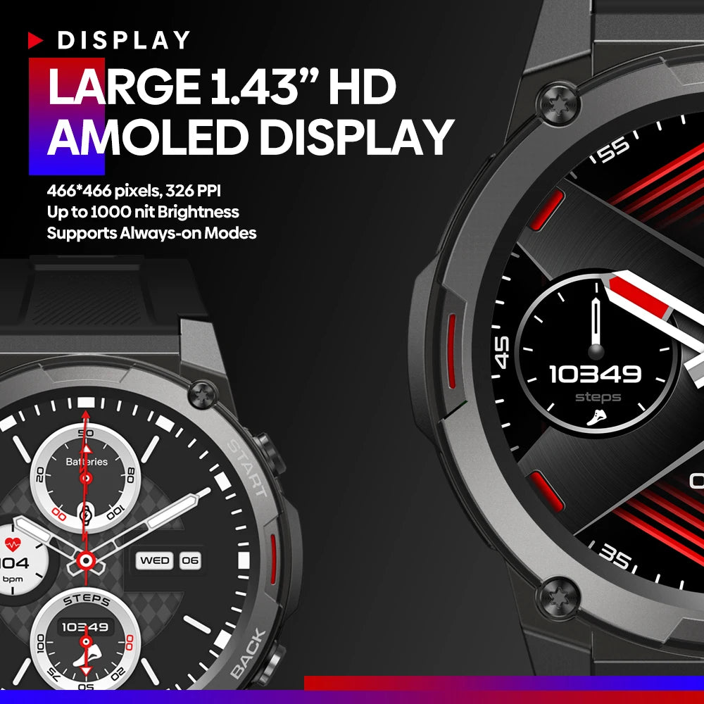ZEBLAZE Vibe 7 Pro Rugged Smartwatch with AMOLED Display and Voice Calling