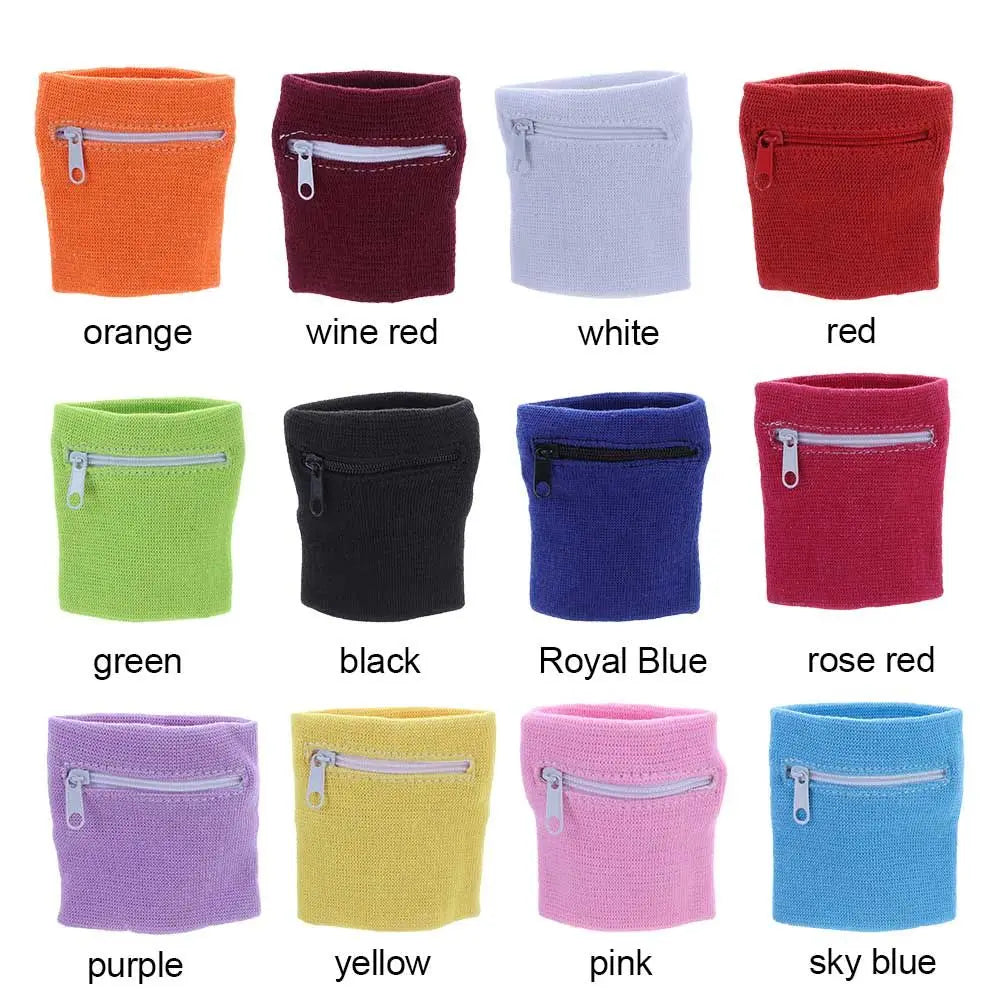 Sports Wristband with Zipper Pocket – Sweatband & Key Holder for Running, Cycling, Travel