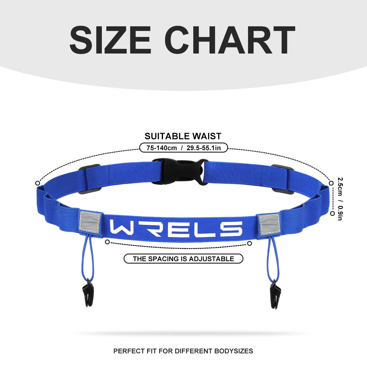 WRELS Race Number Belt Adjustable Elastic Triathlon Running Waist Strap