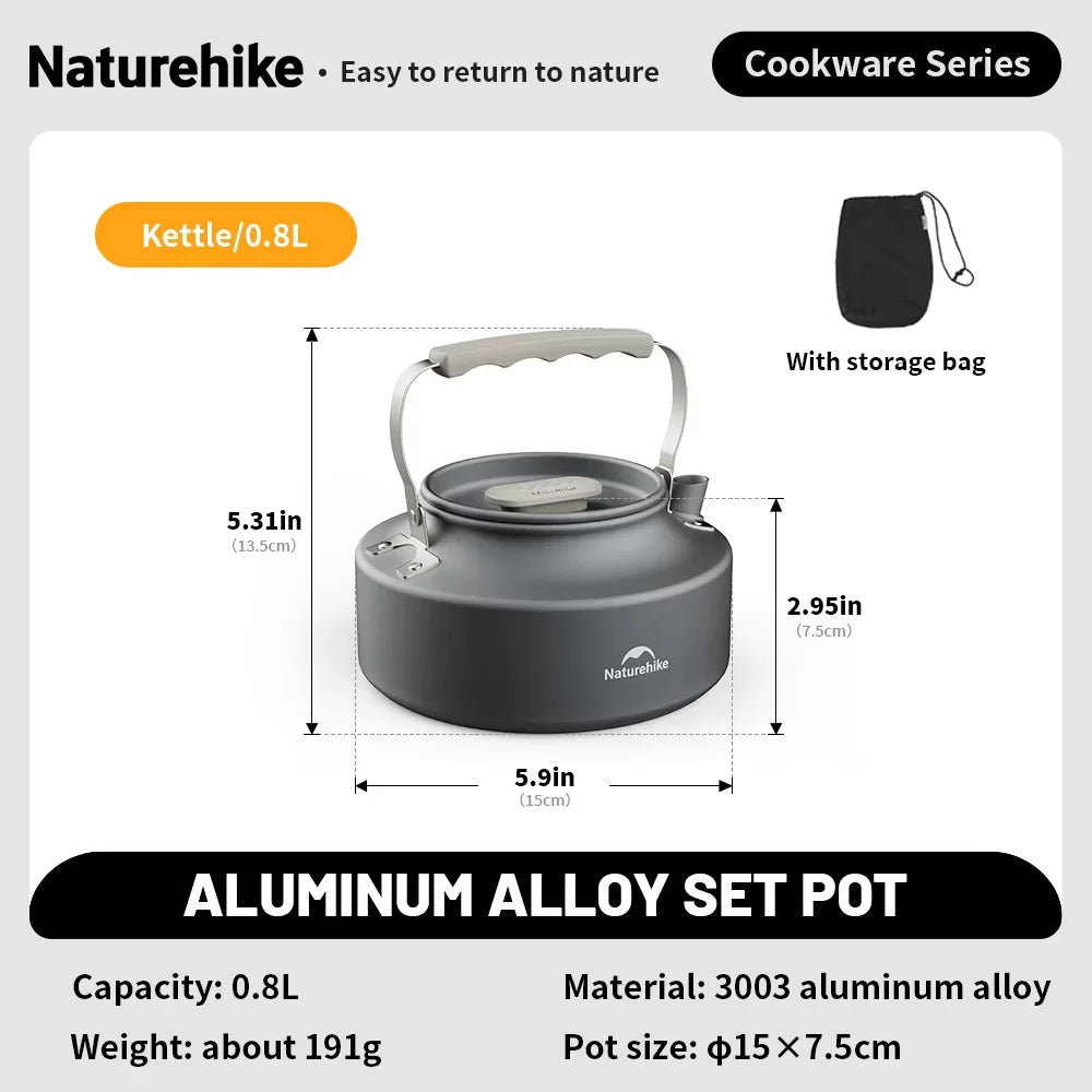 NATUREHIKE Camping Cookware Kit Portable Frying Pan Kettle Outdoor Cooking Set
