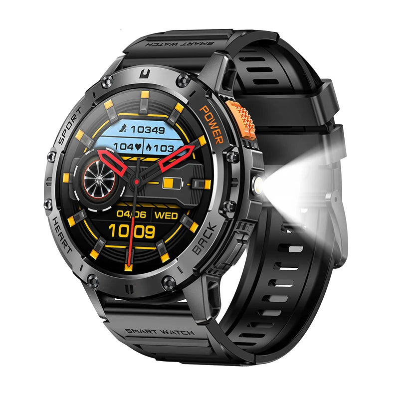 SUNKTA AMOLED Smart Watch for Men with Bluetooth Call, Fitness Tracking & Flashlight