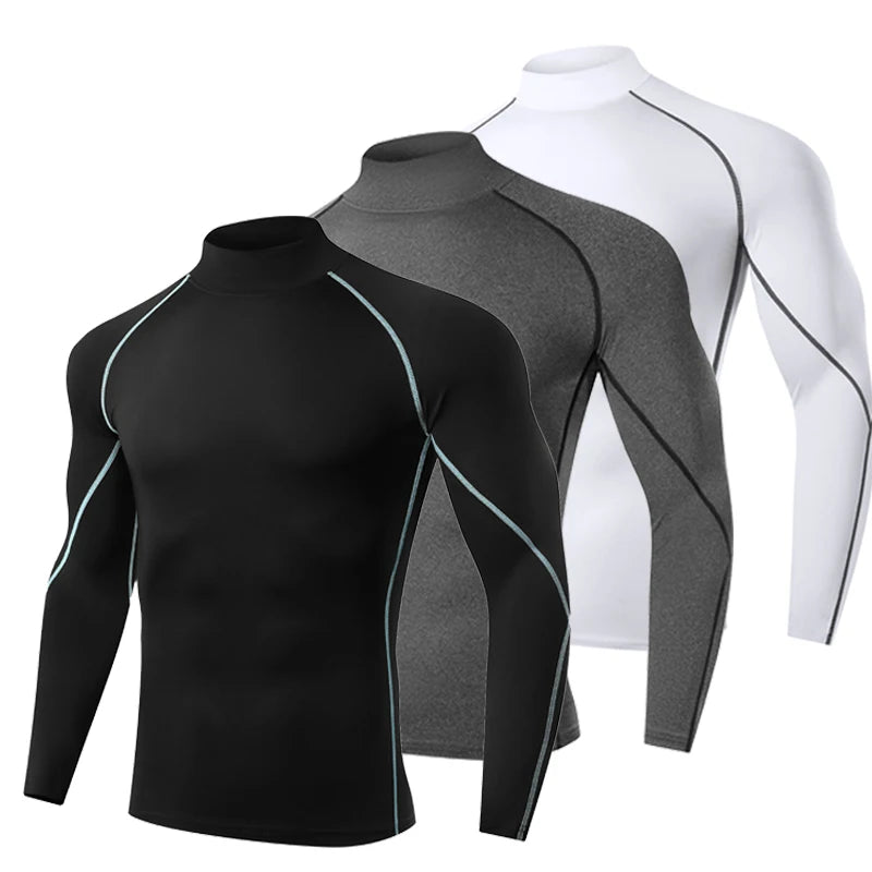 Men's Long Sleeve Compression Gym Shirt – Quick Dry Sport T-Shirt for Fitness, Running & Training