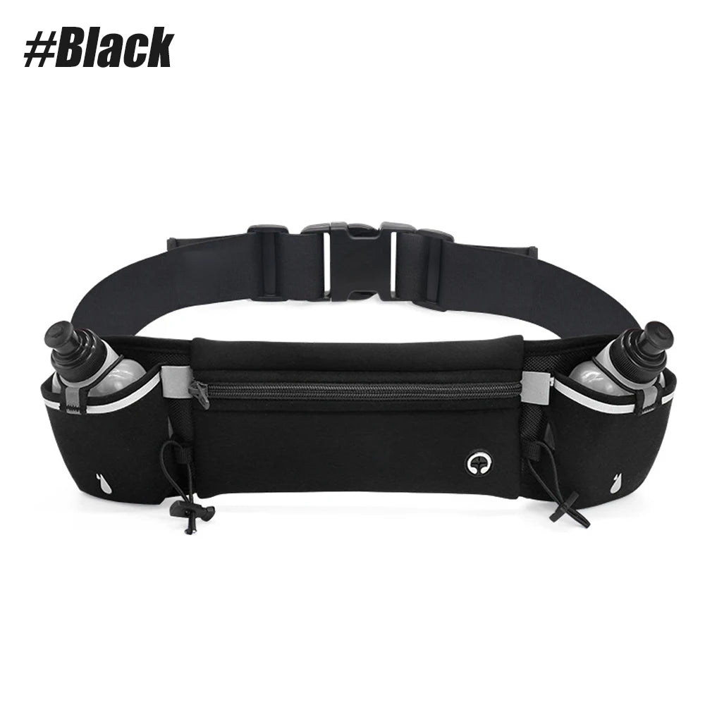 Multipurpose Running Belt with Two Water Bottles, Adjustable Waist Pack for Hiking, and Running